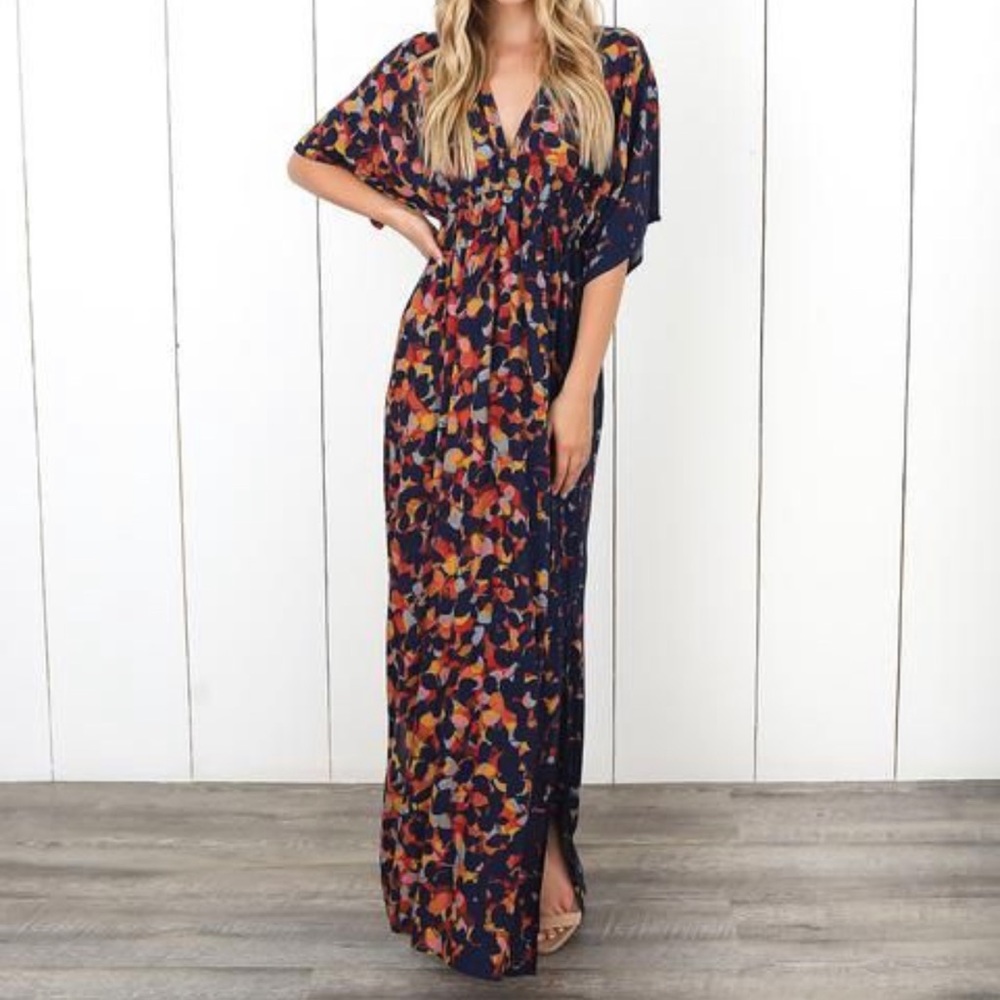 Vici Summer Shadows Kimono Maxi Dress